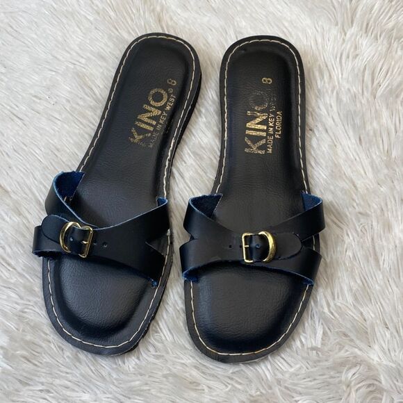 Kino Black Flat Slide On Sandals
Size 8 Made In Key West - Picture 1 of 12